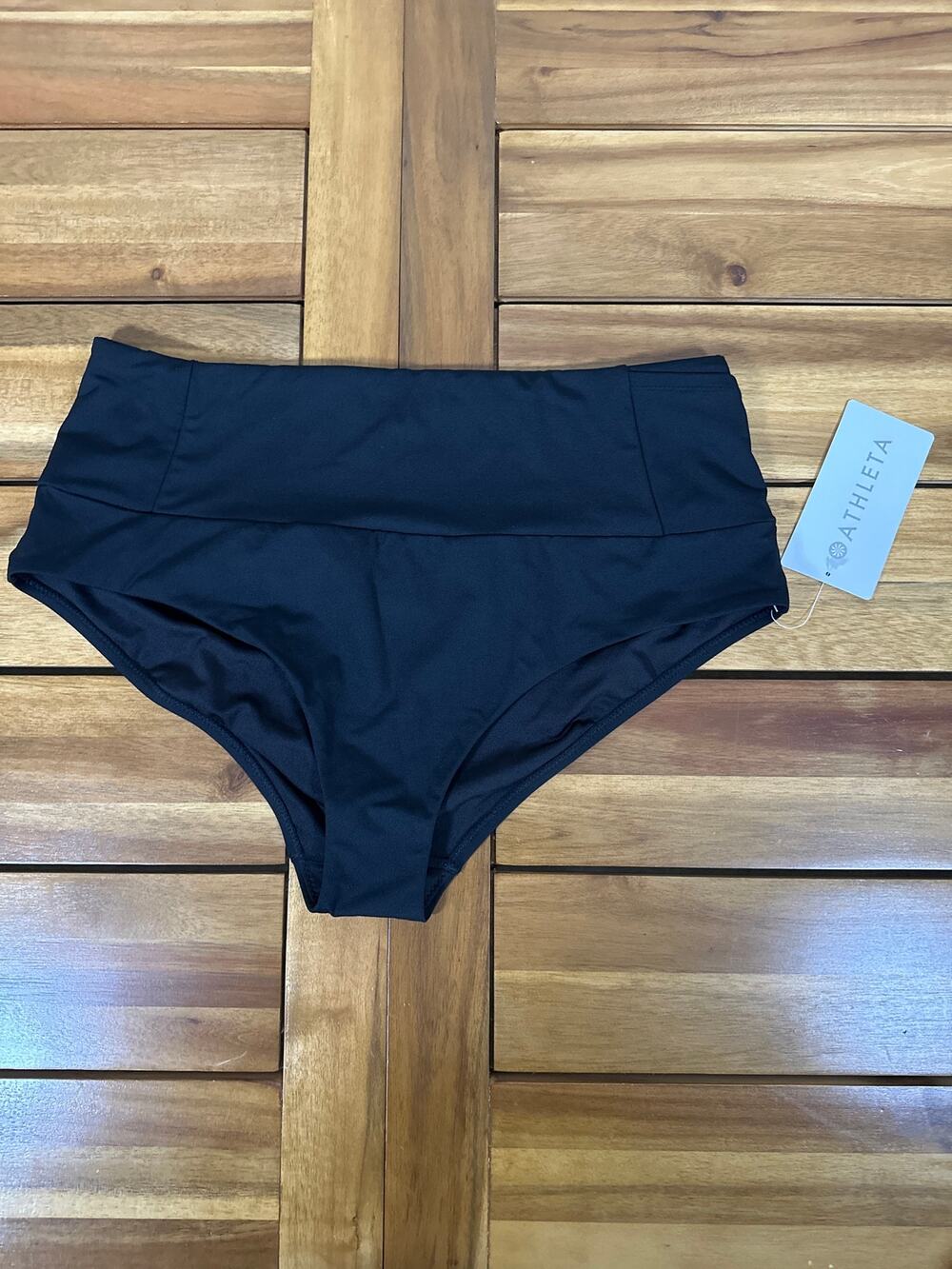 Athleta Ultra High Waist Pocket Swim Bottom Black Size L NWT $59